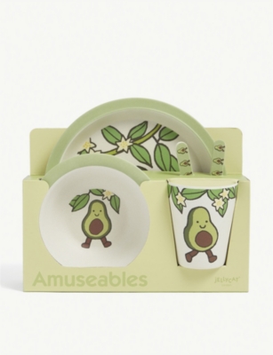 JELLYCAT - Amuseables avocado-print bamboo dining set | Selfridges.com