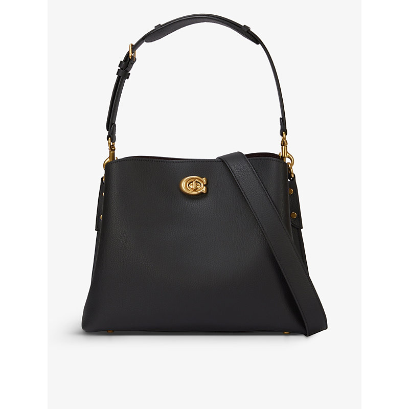 Shop Coach Women's B4/black Wilow Leather Shoulder Bag