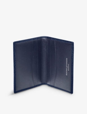 Shop Aspinal Of London Women's Navy Double Fold Leather Card Holder