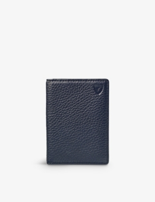 Aspinal Of London Womens Navy Double Fold Leather Card Holder