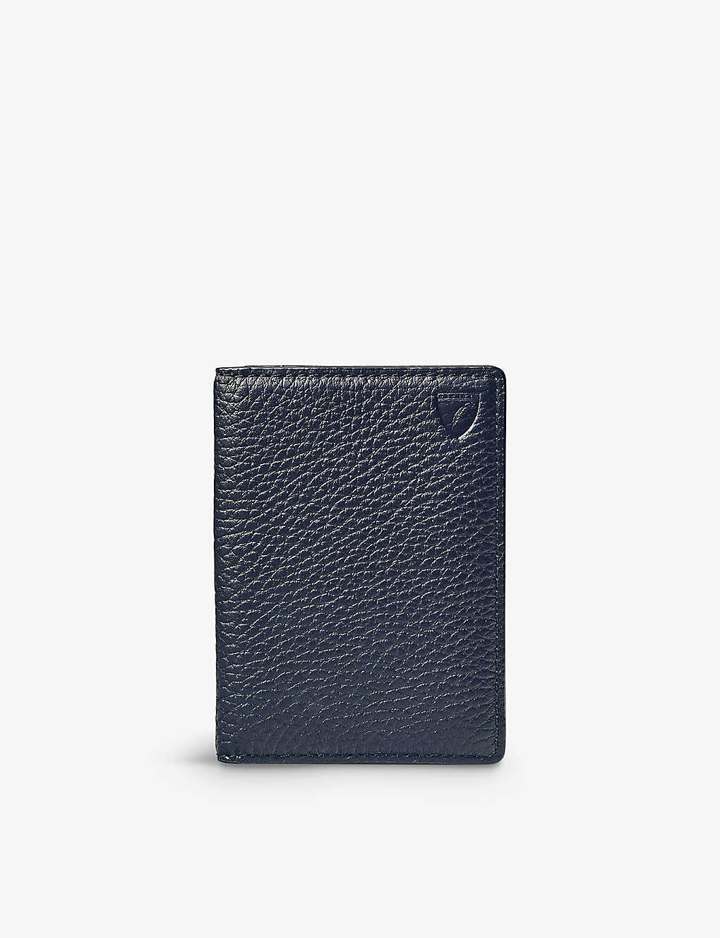 Aspinal Of London Womens Navy Double Fold Leather Card Holder