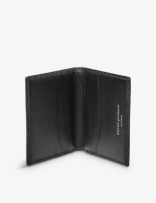 Aspinal Of London Womens Black Double Fold Leather Card Holder In Black