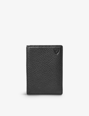 Aspinal Of London Womens Black Double Fold Leather Card Holder