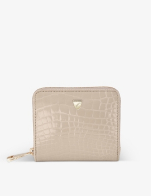 Aspinal Of London Womens Soft Taupe Continental Mini Crocodile
