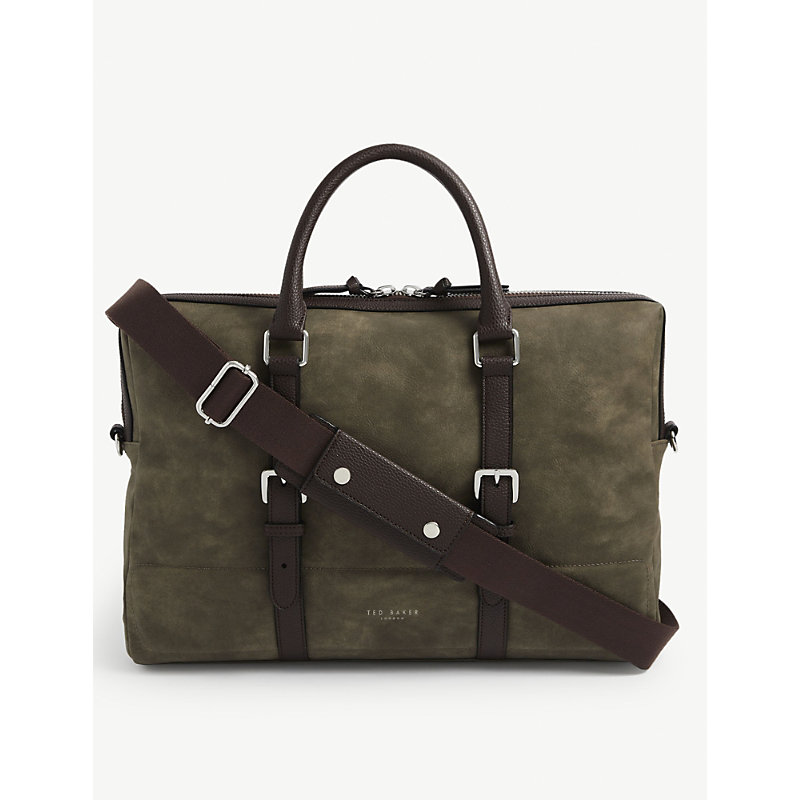 Ted Baker While Faux-suede Satchel Bag In Olive