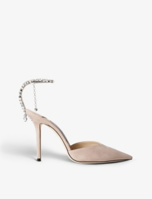 Jimmy Choo Saeda 100 Crystal-embellished Patent-leather Pumps In Ballet Pink/crystal