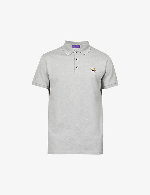 RALPH LAUREN PURPLE LABEL: Logo-embroidered slim-fit cotton polo shirt