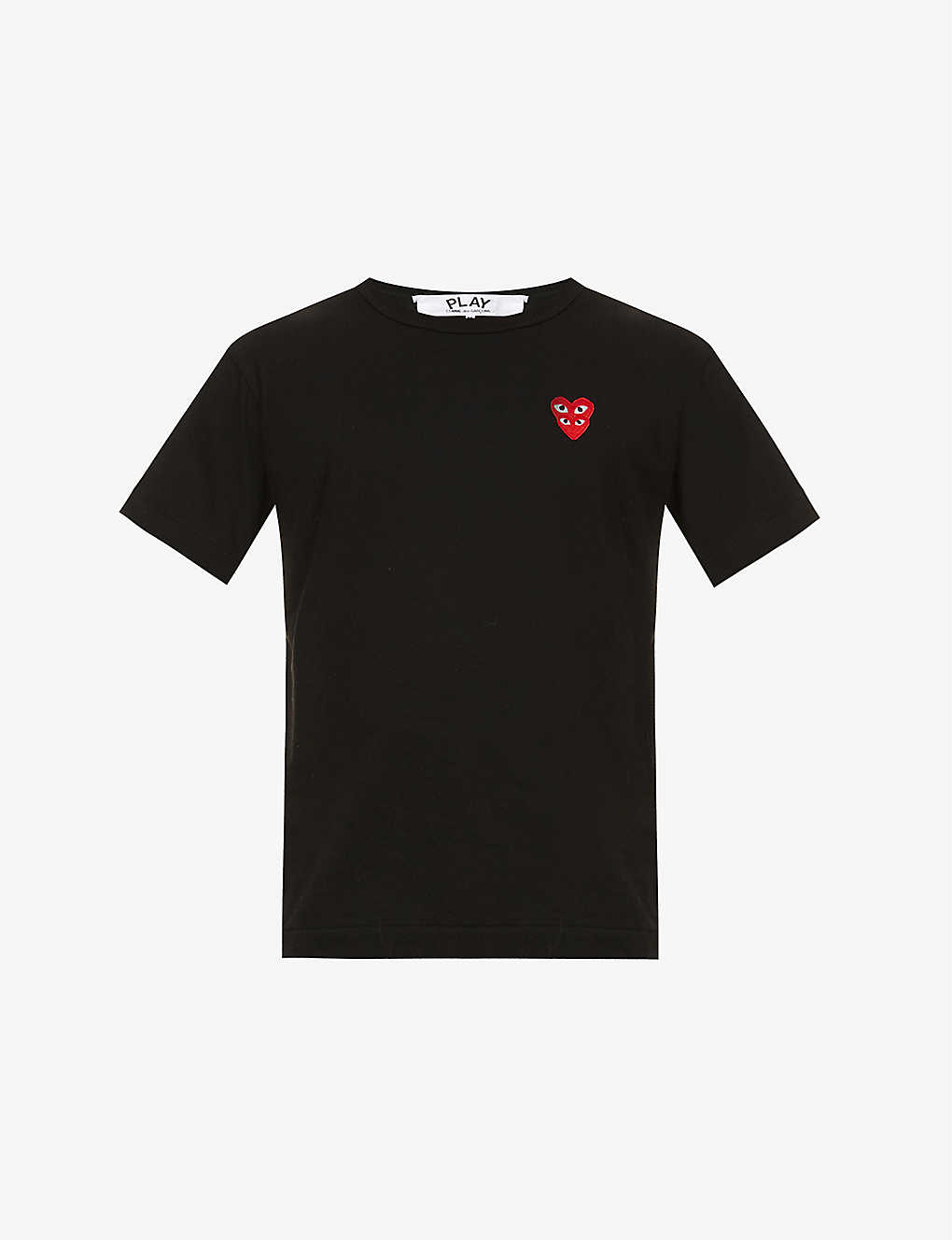 Comme Des Garçons Play Overlap-heart Print Cotton-jersey T-shirt In Black