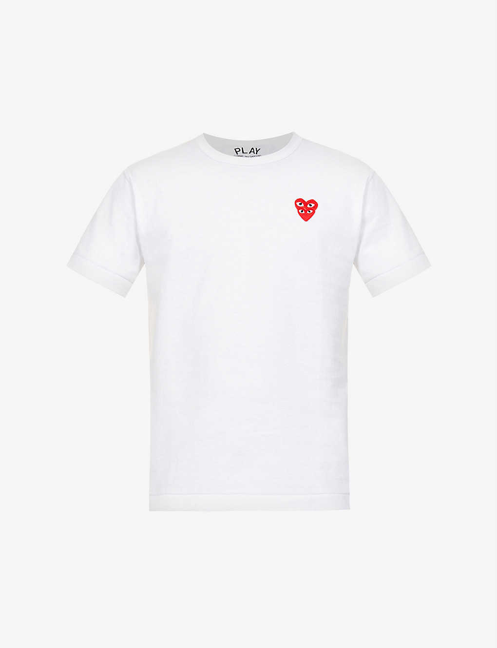 Comme Des Garçons Play Overlap-heart Print Cotton-jersey T-shirt In White
