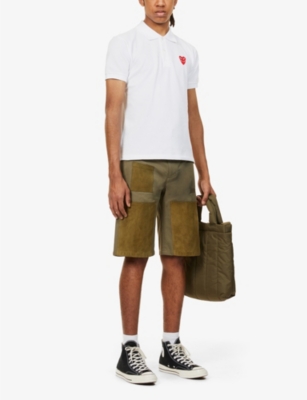 COMME DES GARCONS PLAY: Overlap heart-print cotton polo shirt