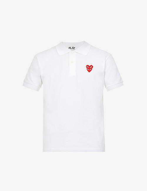 COMME DES GARCONS PLAY: Overlap heart-print cotton polo shirt