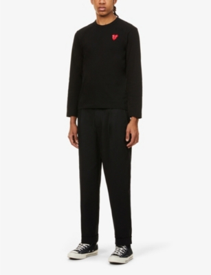 COMME DES GARCONS PLAY: Overlap heart-print cotton-jersey top