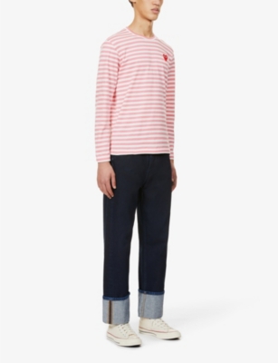 COMME DES GARCONS PLAY: Branded stripe-print cotton-jersey top