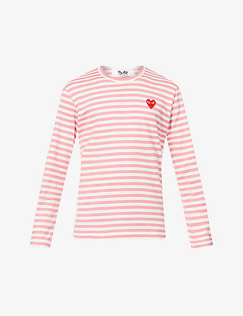 COMME DES GARCONS PLAY: Branded stripe-print cotton-jersey top