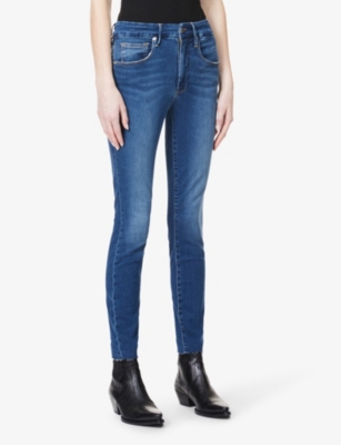 Good American Good Waist Crop Raw-hem Skinny High-rise Stretch-denim Jeans In Blue