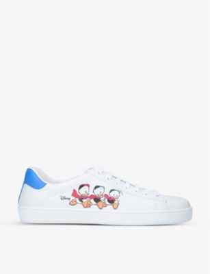 GUCCI SNEAKERS MENS LEATHER DISNEY ACE HUEY DEWEY LOUIE LOGO SHOES