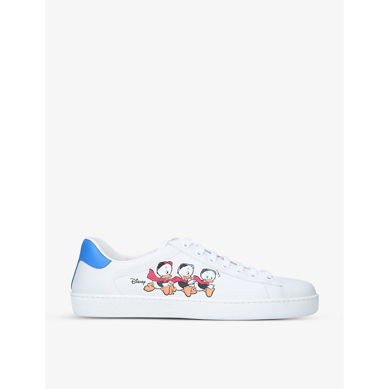 GUCCI GUCCI MEN'S WHITE MEN’S X DISNEY DONALD DUCK NEW ACE LEATHER LOW-TOP TRAINERS,43669960