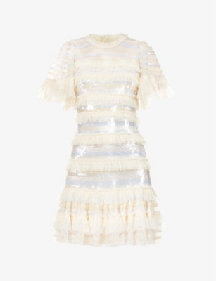 NEEDLE & THREAD ARIANA SEQUIN-EMBELLISHED TULLE MINI DRESS