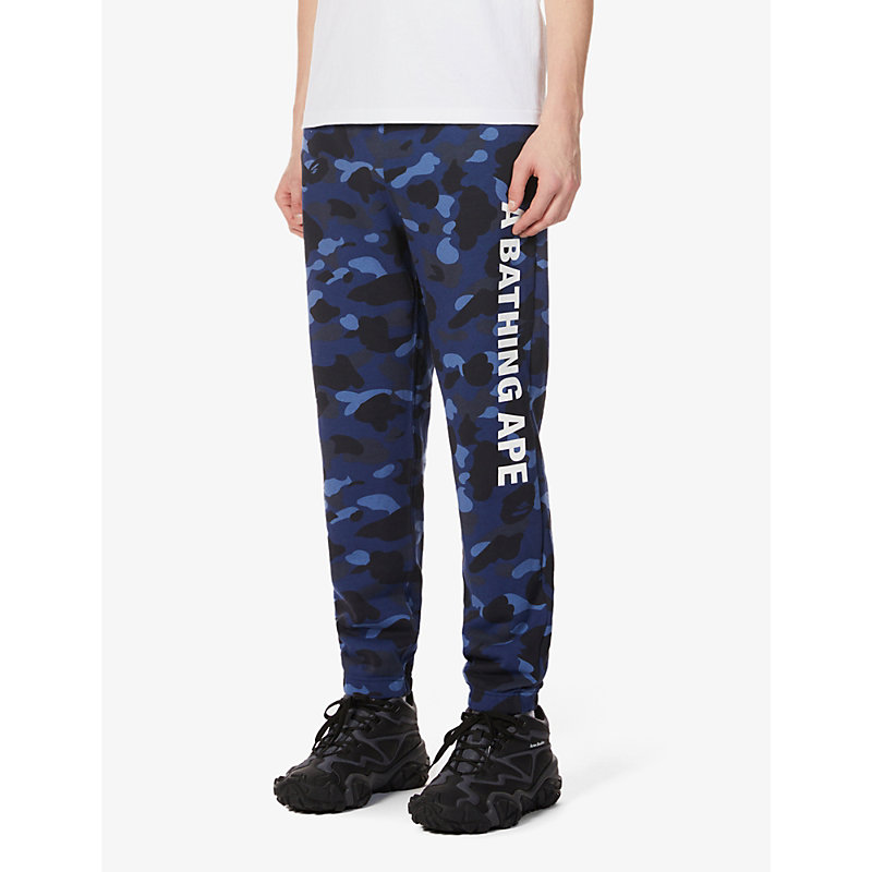 A Bathing Ape 1st Camo Tapered Cotton-jersey Jogging Bottoms In Navy