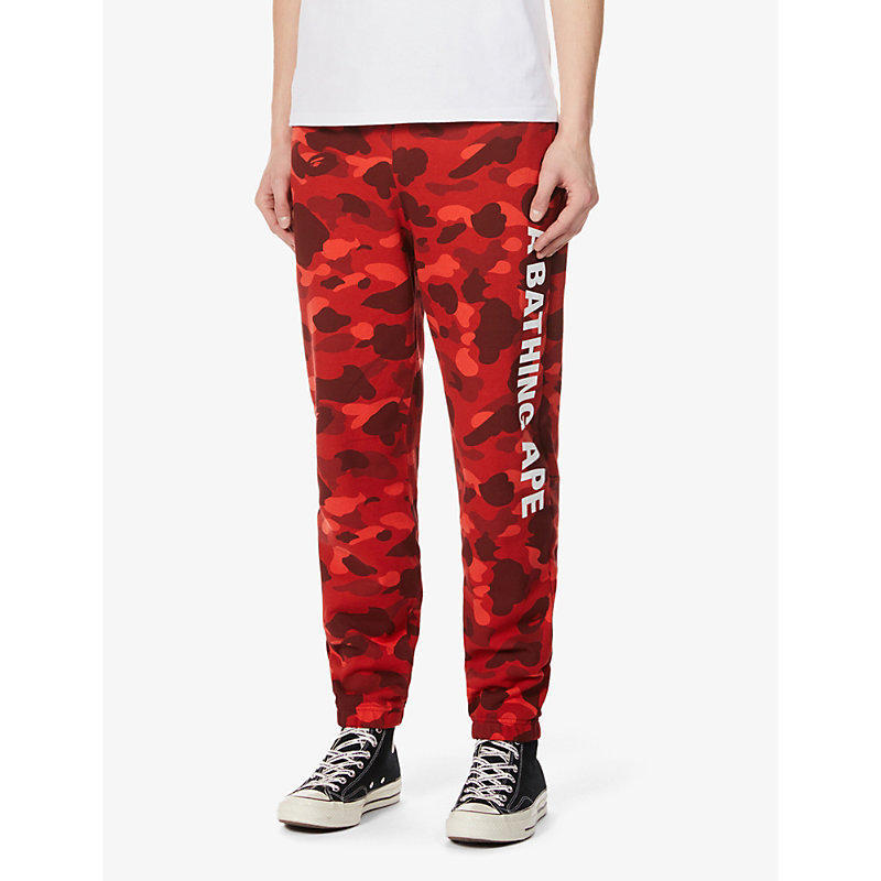 A Bathing Ape 1st Camo Tapered Cotton-jersey Jogging Bottoms In Red