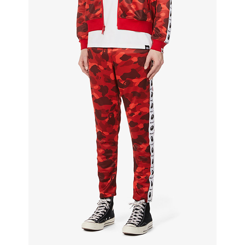 A Bathing Ape Camo Tape Camouflage-print Shell Jogging Bottoms In Red