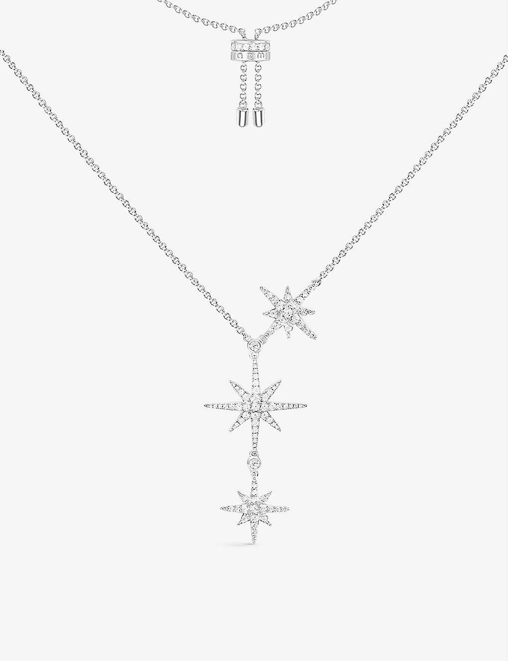 Apm Monaco Météorites Sterling Silver And Zirconia Star Necklace In Silver (silver)