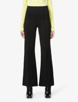 Spanx Flared High-rise Stretch-woven Trousers In Black