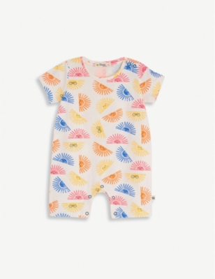 THE BONNIE MOB Banana-print organic stretch-cotton playsuit 0-18