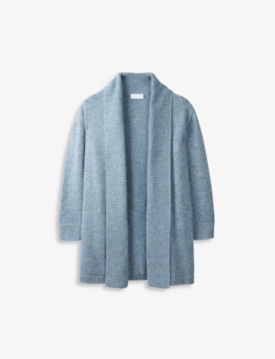 white company grey cardigan