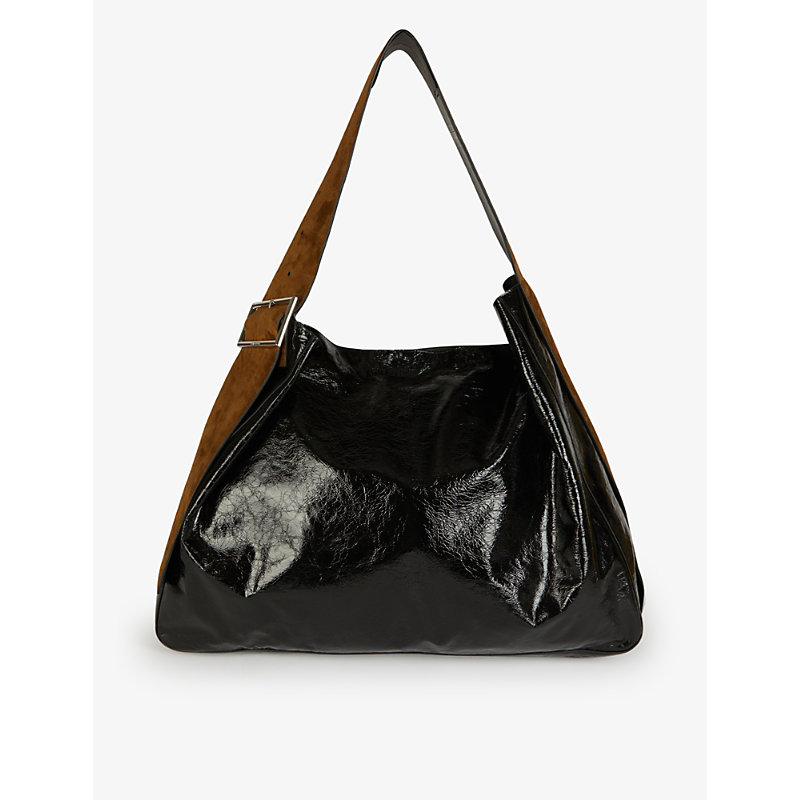 Acne Studios BUCKET LARGE SUEDE AND LEATHER HOBO BAG