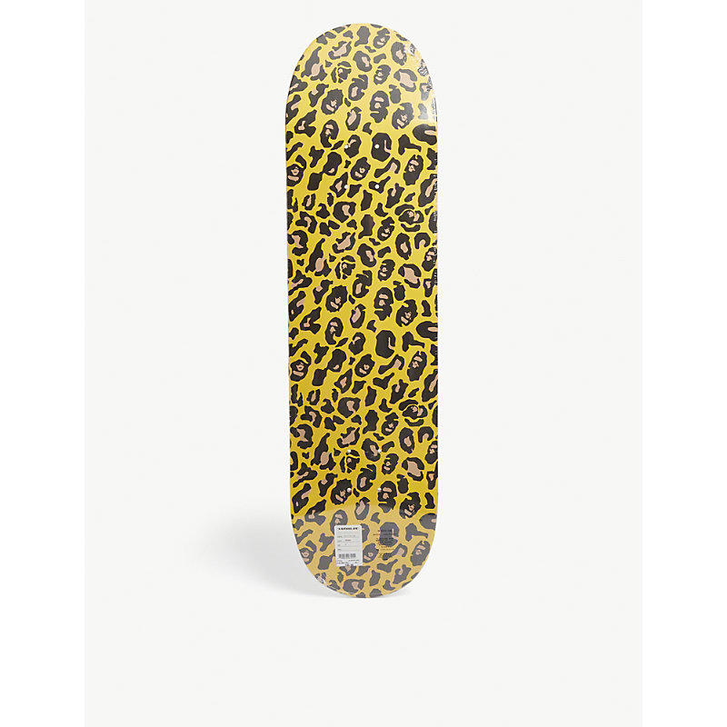 A Bathing Ape Leopard-print Skateboard Deck In Orange