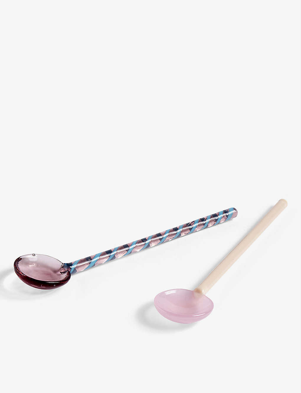 Hay Glass Spoons Round Set Of Two In Aubergine And Light Pink