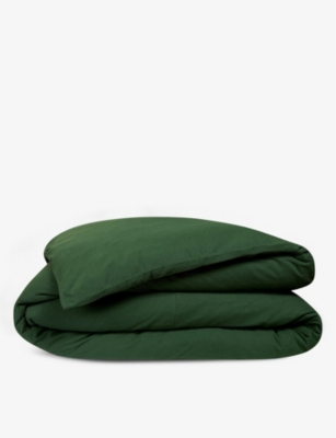 Lacoste Vert Piqué Logo-embroidered Organic-cotton Single Duvet Cover 140cm X 200cm