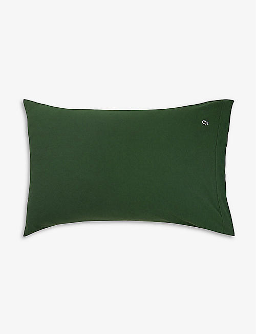 LACOSTE: Piqué Oxford logo-embroidered organic-cotton pillowcase 50cm x 75cm