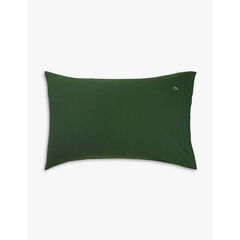 Lacoste Vert Piqué Oxford Logo-embroidered Organic-cotton Pillowcase 50cm X 75cm