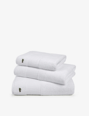 LACOSTE: Le Croco logo-embroidered cotton hand towel 50cm x 100cm