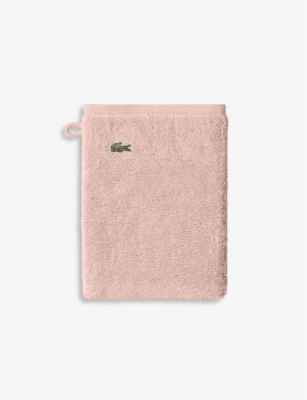 Lacoste Rose Le Croco Logo-embroidered Organic Cotton Wash Mitt 16cm X 21cm Face Mitt