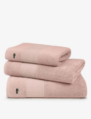 Lacoste Rose Le Croco Logo-embroidered Organic Cotton Bath Towel 70x140cm Bath Towel