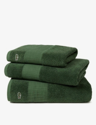 Lacoste Vert Le Croco Logo-embroidered Organic Cotton Hand Towel 50cm X 100cm Hand Towel