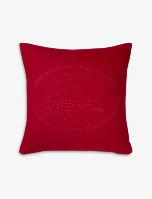 LACOSTE: Logo-embossed cotton cushion cover 50x50cm