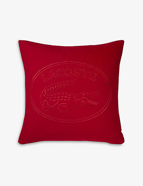 LACOSTE: Logo-embossed cotton cushion cover 50x50cm