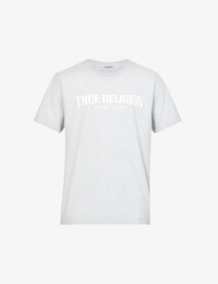 True Religion Logo-print Cotton-jersey T-shirt In Heather Grey
