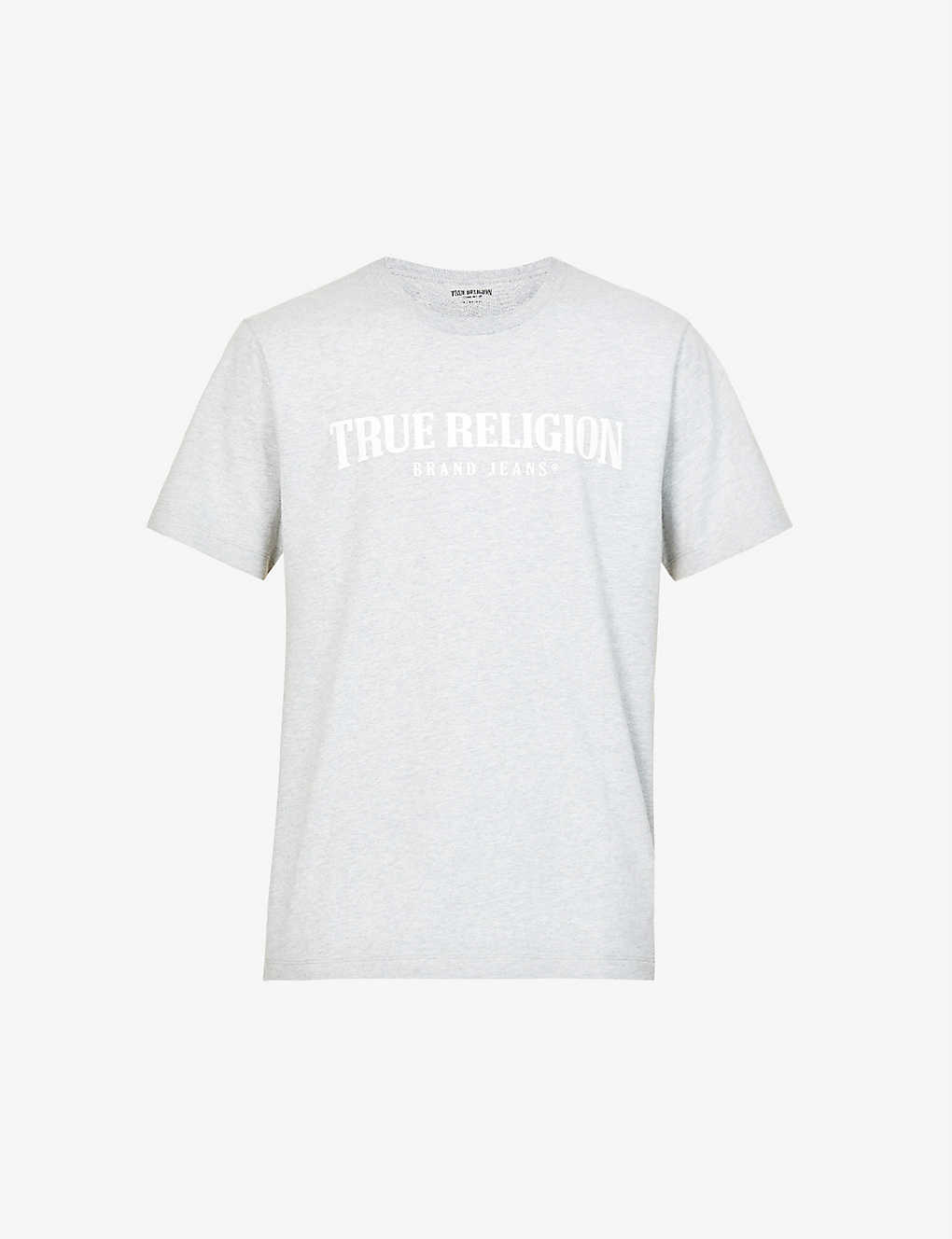True Religion Logo-print Cotton-jersey T-shirt In Heather Grey