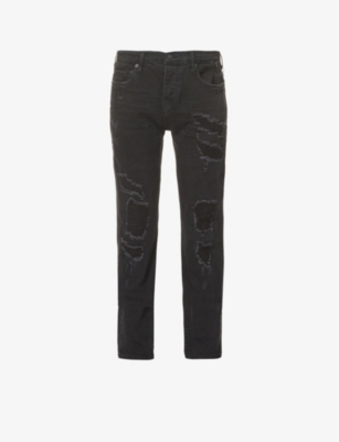 Shop True Religion Rocco Skinny Slim-fit Stretch-denim Jeans In Black