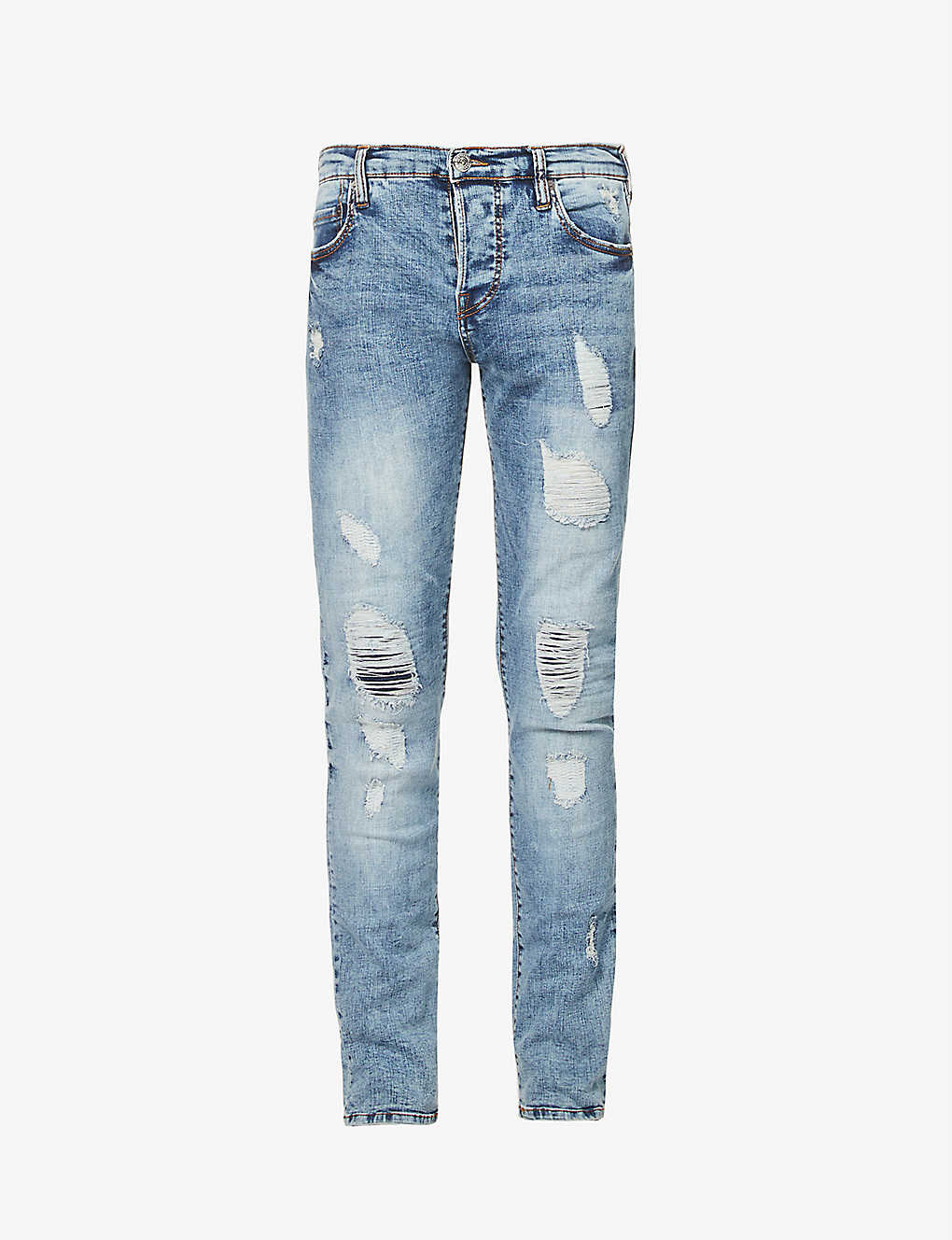 True Religion Rocco Distressed Skinny Jeans In Medium Blue
