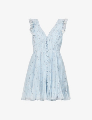 SELF-PORTRAIT - Floral and metallic-embroidered chiffon mini dress |  Selfridges.com