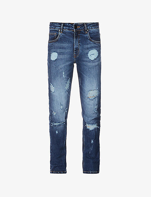 NO.91: Busted slim-fit straight-leg jeans
