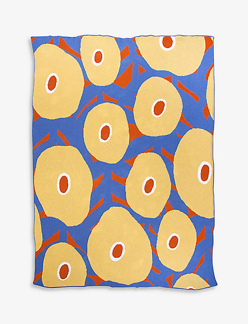 SLOW DOWN STUDIO: Donnelly graphic-print recycled cotton-blend blanket 153cm x 127cm