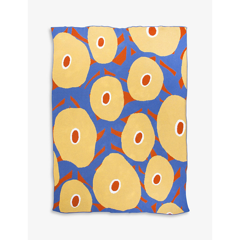 Slow Down Studio Donnelly Graphic-print Recycled Cotton-blend Blanket 153cm X 127cm