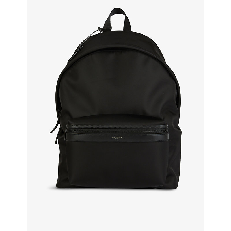 Saint Laurent Brand-embossed Top-handle Shell Backpack In Black